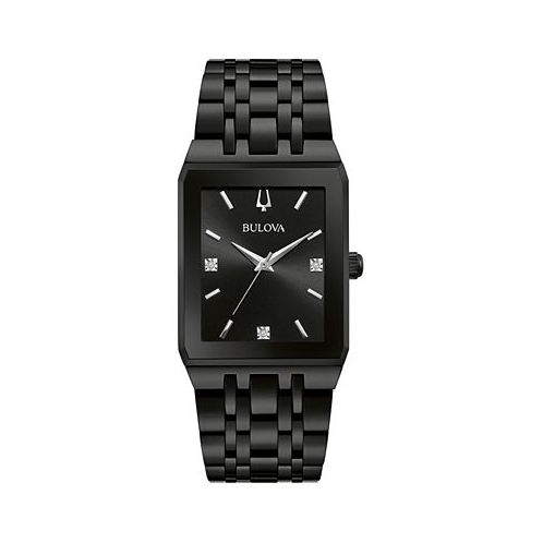 Bulova Mens Futuro Diamond-Accent Black Stainless Steel Bracelet Watch 45x30mm