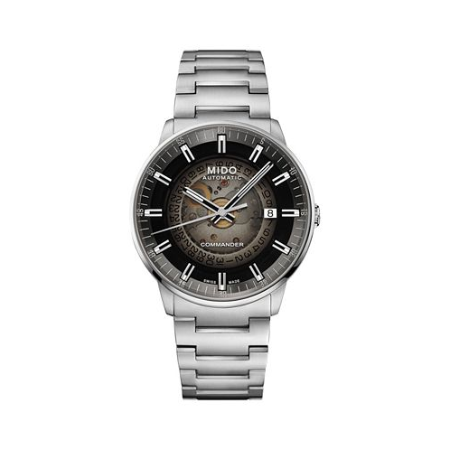 Mido Mens Swiss Automatic Commander Gradient Stainless Steel Bracelet Watch 40mm