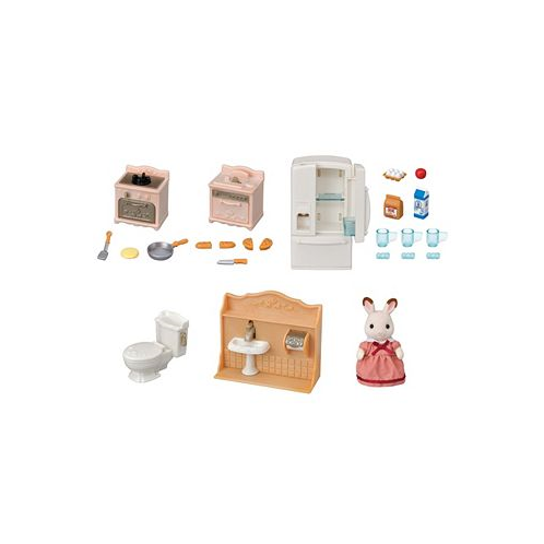 Calico Critters Playful Starter Furniture Set Dollhouse Furniture Set with Figure and Working Appliances
