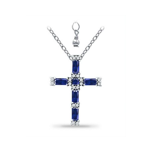 Giani Bernini Simulated Blue Sapphire and Cubic Zirconia Cross Pendant