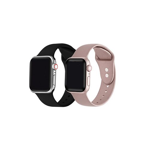 Posh Tech Mens and Womens Rose Gold Metallic 2 Piece Silicone Band for Apple Watch 38mm