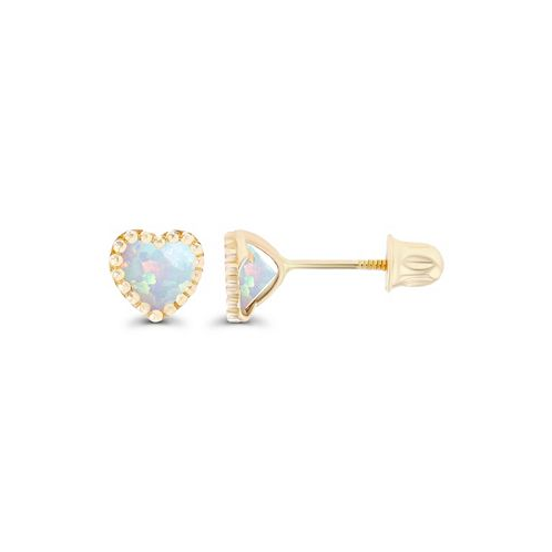 Macys Created White Opal Heart Screwback Earrings in Sterling Silver (Also in 14k Rose Gold Over Silver or 14k Gold Over Silver)