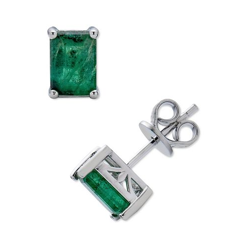 Macys Emerald Stud Earrings (2 ct. t.w.) in Sterling Silver (Also in Sapphire)