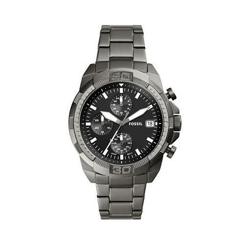 Fossil Mens Bronson Chronograph Gray Stainless Steel Bracelet Watch 44mm