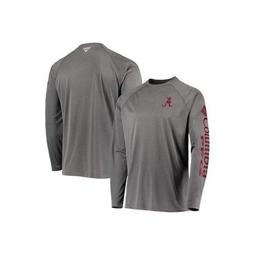 Columbia Mens Charcoal Alabama Crimson Tide PFG Terminal Tackle Omni-Shade Long Sleeve T-shirt