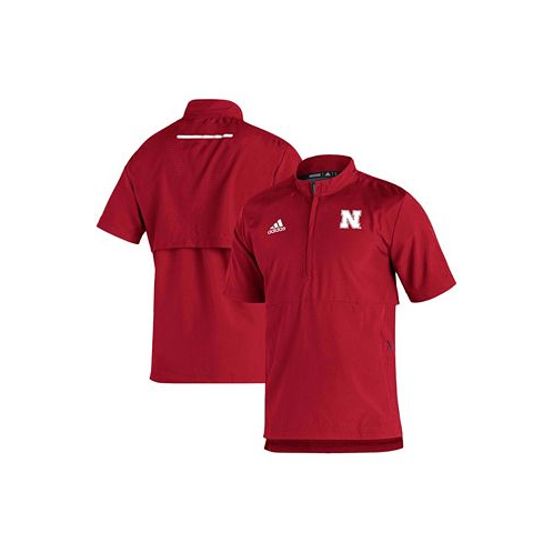 Adidas Mens Scarlet Nebraska Huskers 2021 Sideline AEROREADY Short Sleeve Quarter-Zip Jacket