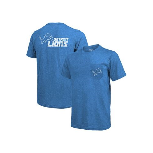 Majestic Detroit Lions Tri-Blend Pocket T-shirt - Blue