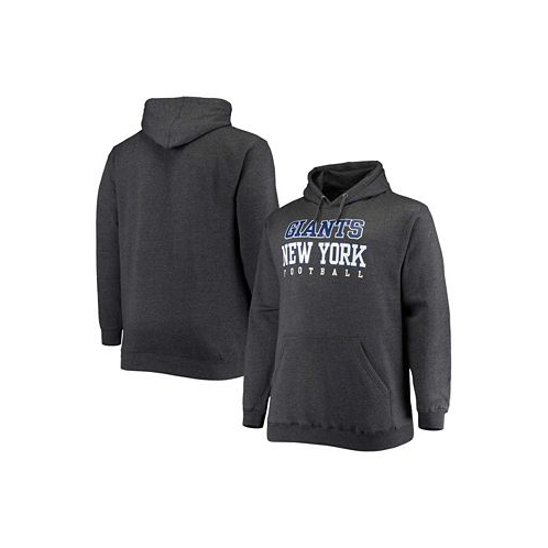 Fanatics Mens Big and Tall Heathered Charcoal New York Giants Practice Pullover Hoodie