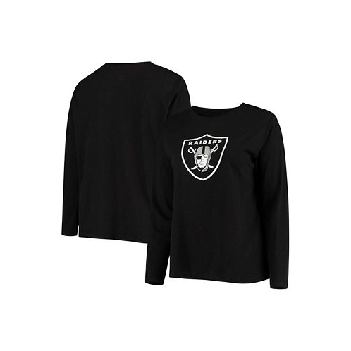 Fanatics Womens Plus Size Black Las Vegas Raiders Primary Logo Long Sleeve T-shirt