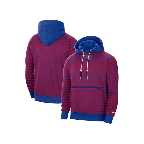 Nike Mens Red and Royal Philadelphia 76ers 75th Anniversary Courtside Striped Pullover Hoodie