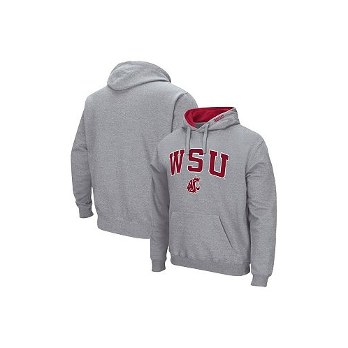 Colosseum Mens Heathered Gray Washington State Cougars Arch and Logo 3.0 Pullover Hoodie