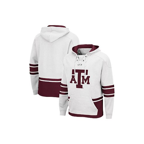 Colosseum Mens White Texas A&M Aggies Lace Up 3.0 Pullover Hoodie