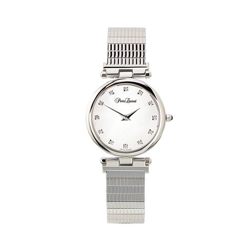 Pierre Laurent Unisex Swiss Classic Diamond (1/8 ct. t.w.) Stainless Steel Bracelet Watch 33mm
