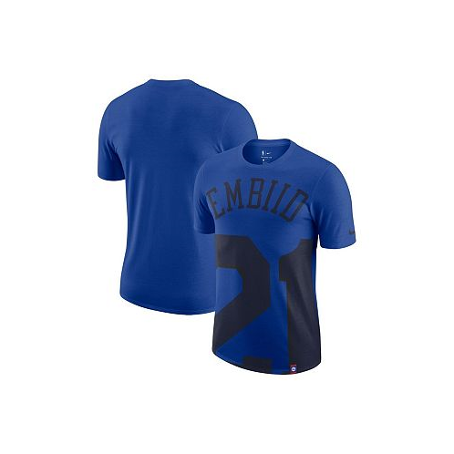 Nike Mens Joel Embiid Royal Philadelphia 76ers Oversized Name and Number T-shirt