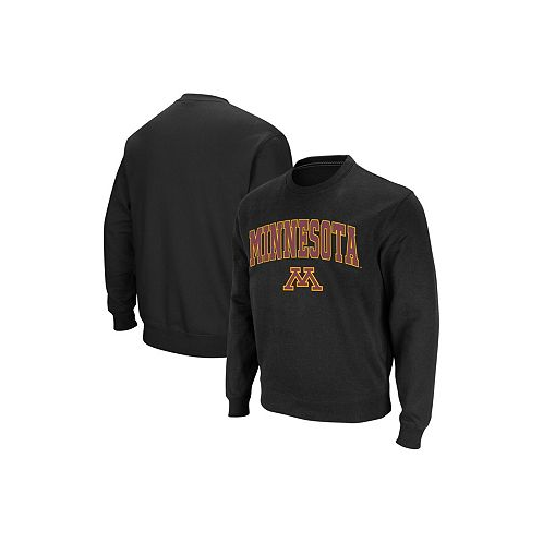 Colosseum Mens Black Minnesota Golden Gophers Arch & Logo Crew Neck Sweatshirt