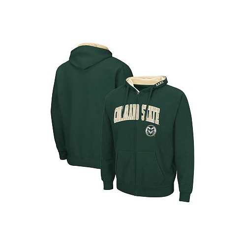 Colosseum Mens Green Colorado State Rams Arch & Logo 3.0 Full-Zip Hoodie
