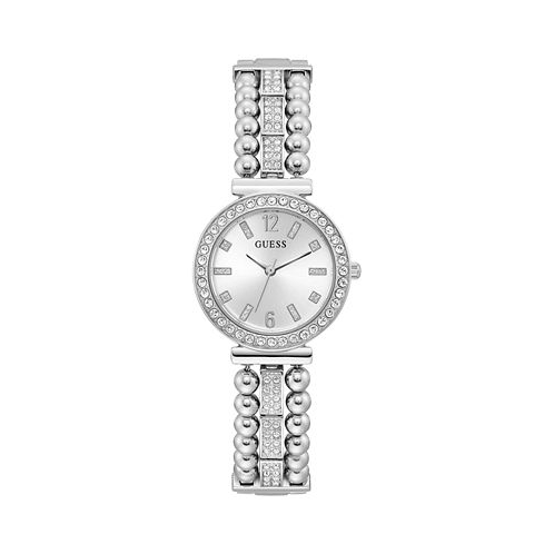 GUESS Womens Crystal Beaded Stainless Steel Bracelet Watch 30mm
