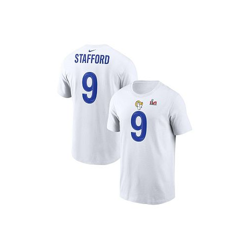 Nike Mens Matthew Stafford White Los Angeles RamsSuper Bowl LVI Bound Name and Number T-shirt