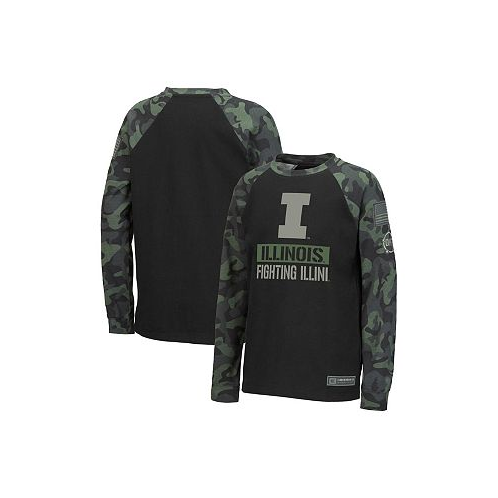 Colosseum Big Boys Black Camo Illinois Fighting Illini OHT Military-Inspired Appreciation Raglan Long Sleeve T-shirt