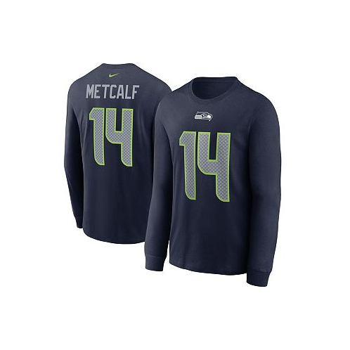 Nike Mens DK Metcalf Navy Seattle Seahawks Player Name Number Long Sleeve T-shirt