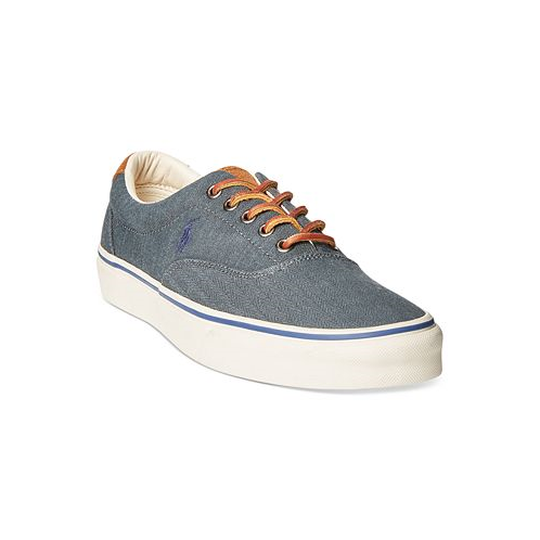 Polo Ralph Lauren Mens Keaton Suede-Trim Herringbone Sneaker