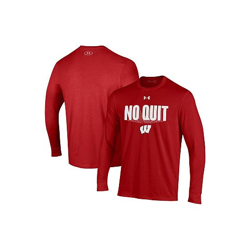 Under Armour Mens Red Wisconsin Badgers Shooter Performance Long Sleeve T-shirt