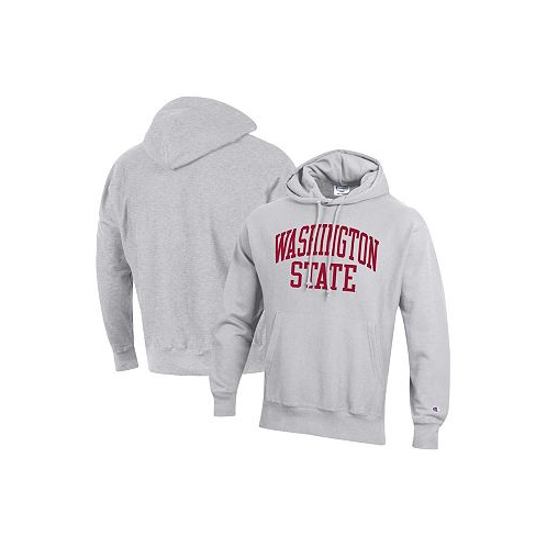 Champion Mens Heathered Gray Washington State Cougars Team Arch Reverse Weave Pullover Hoodie