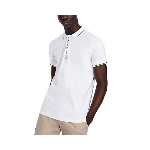 A|X Armani Exchange Mens Tipped Logo Placket Polo Shirt