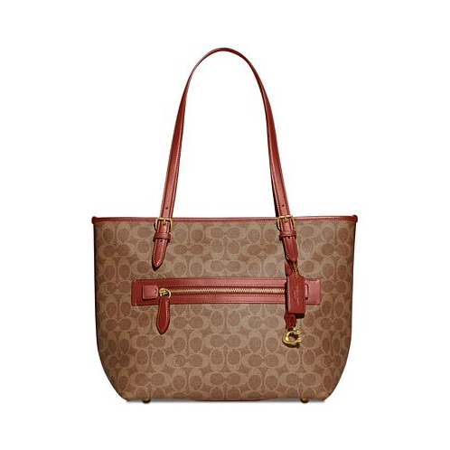 COACH Signature Coated Canvas Taylor Tote with C Dangle Charm