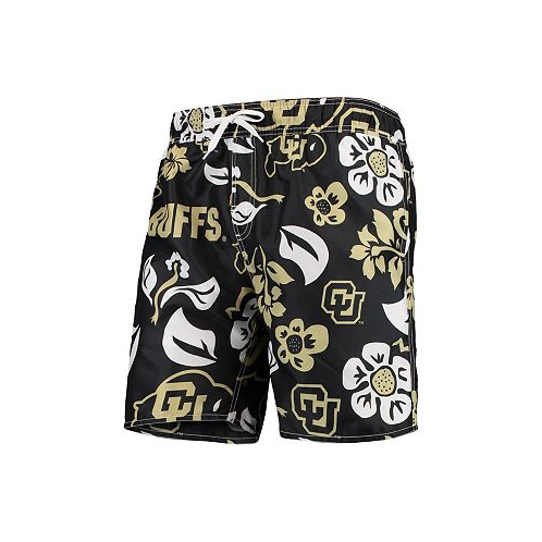Wes & Willy Mens Black Colorado Buffaloes Floral Volley Swim Trunks