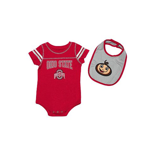 Colosseum Boys and Girls Newborn and Infant Scarlet Gray Ohio State Buckeyes Chocolate Bodysuit and Bib Set