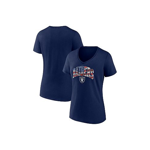 Fanatics Womens Navy Las Vegas Raiders Team Banner Wave V-Neck T-shirt