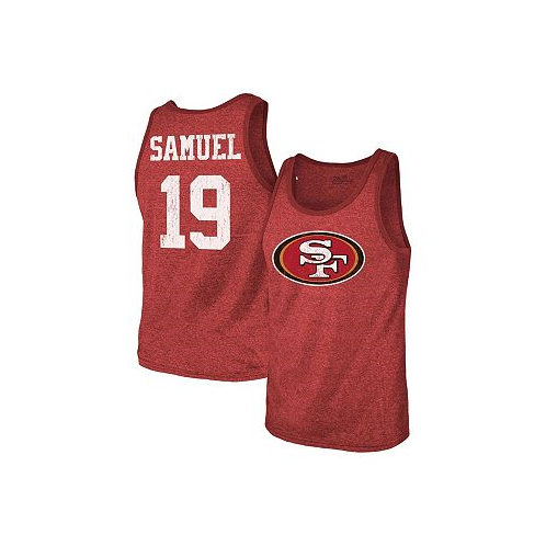 Majestic Mens Threads Deebo Samuel Scarlet San Francisco 49ers Player Name and Number Tri-Blend Tank Top