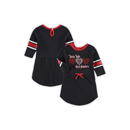 Colosseum Toddler Girls Heathered Black Texas Tech Red Raiders Poppin Sleeve Stripe Dress
