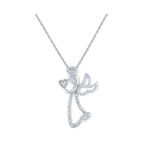 Macys Diamond Angel Pendant Necklace (1/10 ct. t.w.) in Sterling Silver