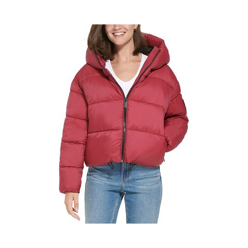 Calvin Klein Jeans Womens Cropped Hooded Puffer Jacket