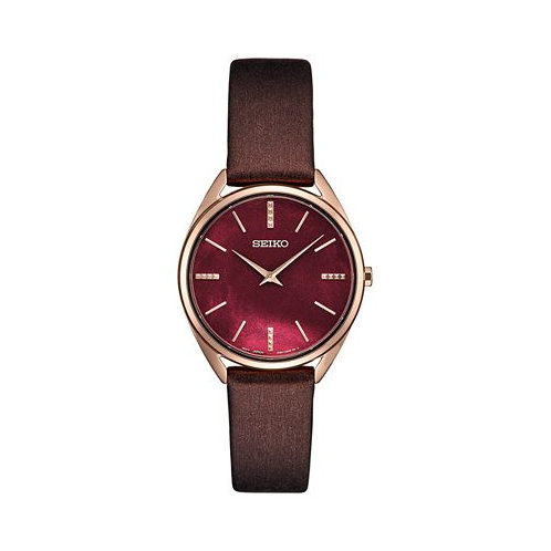 Seiko Womens Essentials Brown Leather Strap Watch 32mm