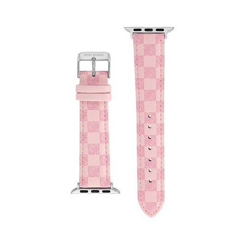 Steve Madden Womens Pink Faux Leather Band Compatible with 38/40/41mm Apple Watch