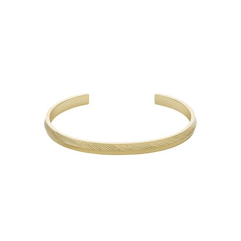 Fossil Sadie Linear Texture Gold-tone Stainless Steel Bangle Bracelet