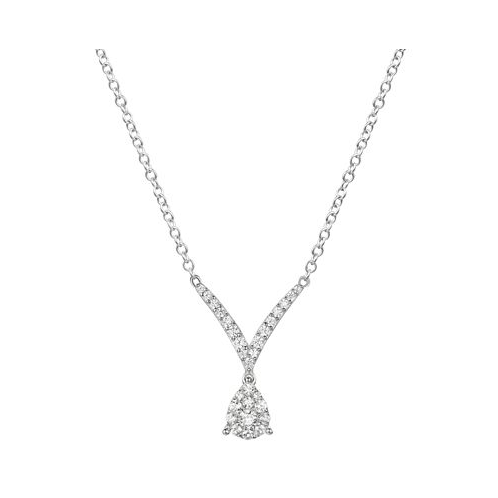 Macys Diamond Teardrop 17 Statement Necklace (1/3 ct. t.w.) in Sterling Silver