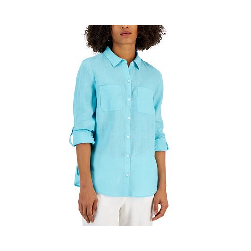 Charter Club Womens 100% Linen Shirt