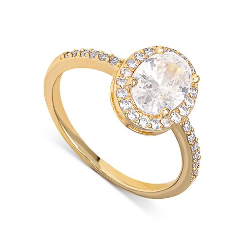 Giani Bernini Cubic Zirconia Oval Halo Ring in Gold-Plated Sterling Silver