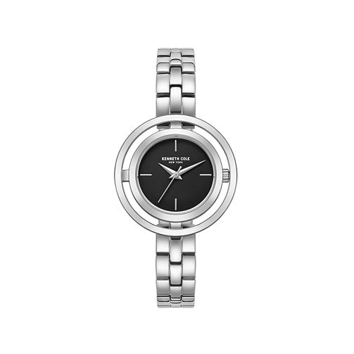 Kenneth Cole New York Womens Transparency Dial Silver-Tone Stainless Steel Bracelet Watch 32mm