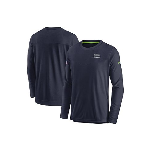 Nike Mens College Navy Seattle Seahawks Sideline Lockup Performance Long Sleeve T-shirt