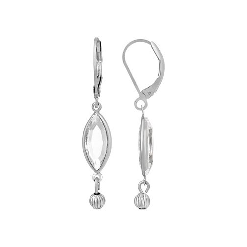 2028 Womens Silver-Tone Clear Crystal Drop Earrings