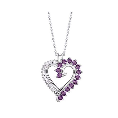 Macys Simulated Sapphire Baguette and Cubic Zirconia Heart Pendant (Also in Amethyst)