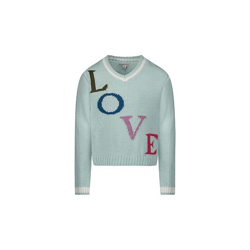 Steve Madden Big Girls Intarsia Knit V-Neck Pullover Sweater