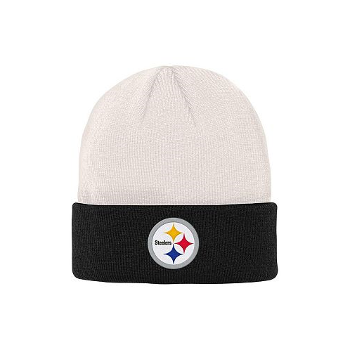 Outerstuff Big Boys Cream Black Pittsburgh Steelers Bone Cuffed Knit Hat