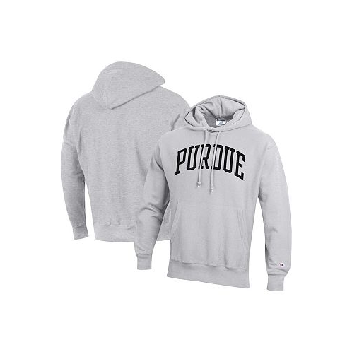 Champion Mens Heathered Gray Purdue Boilermakers Team Arch Reverse Weave Pullover Hoodie