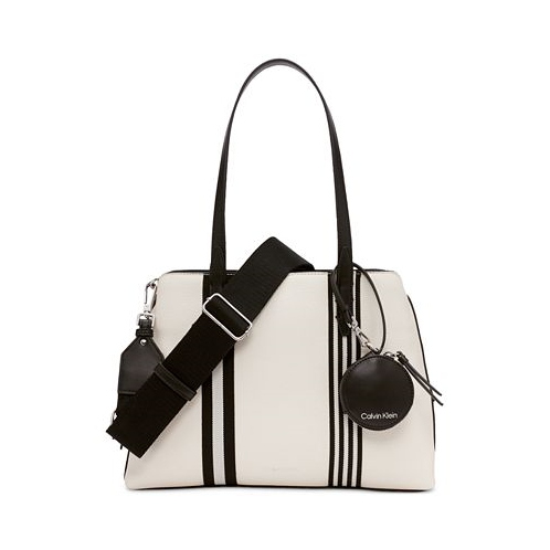 Calvin Klein Millie Convertible Tote with Striped Crossbody Strap and Coin Pouch